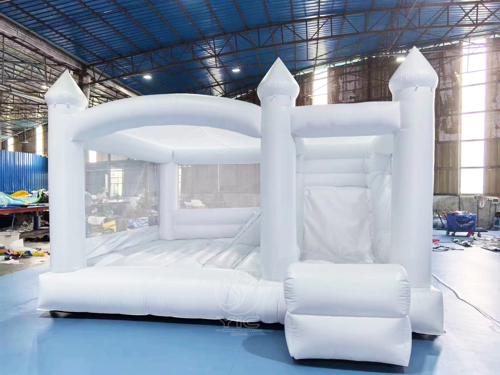 All white bounce house with slide product photo 3