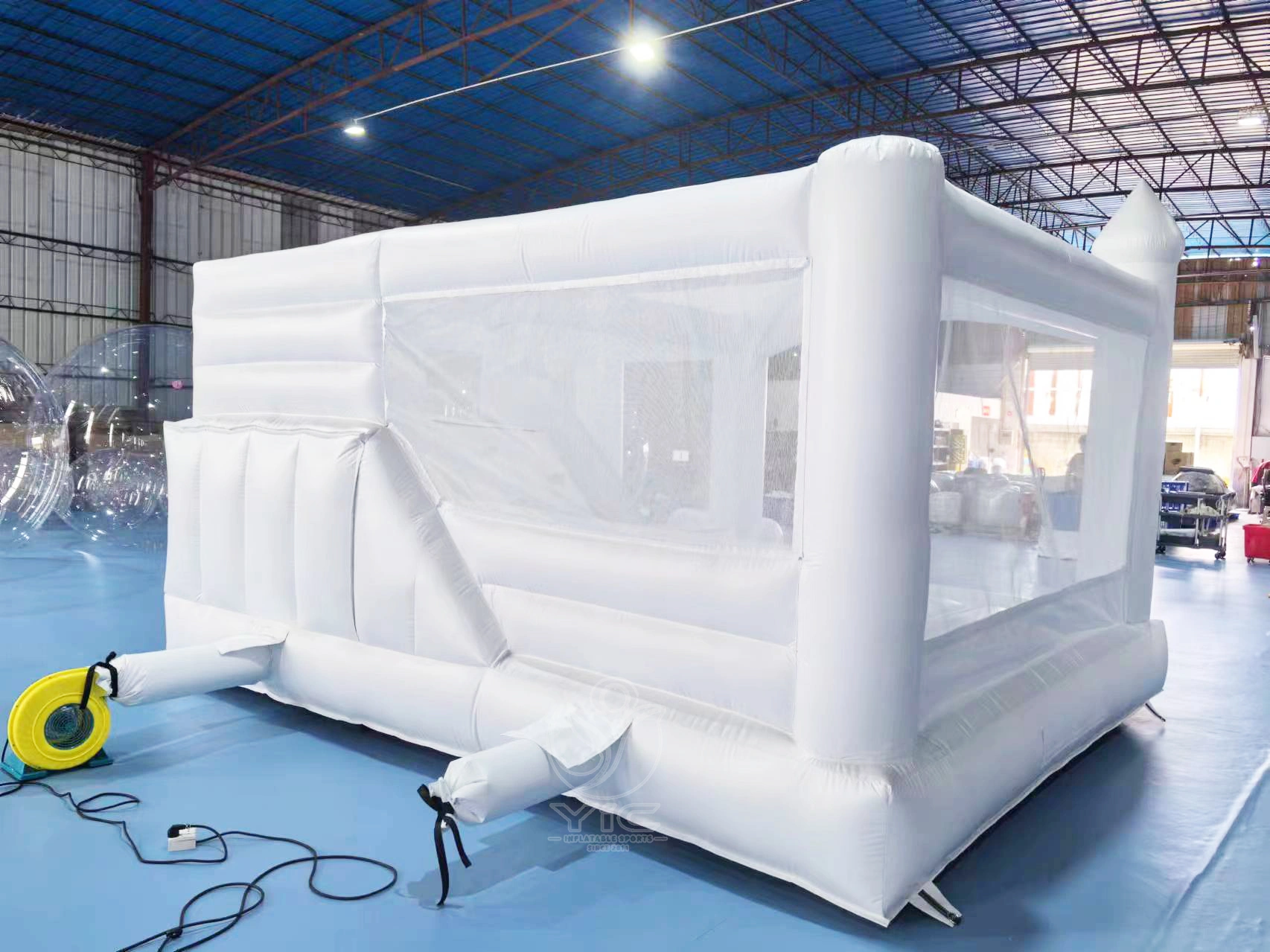 All white bounce house with slide product photo 4
