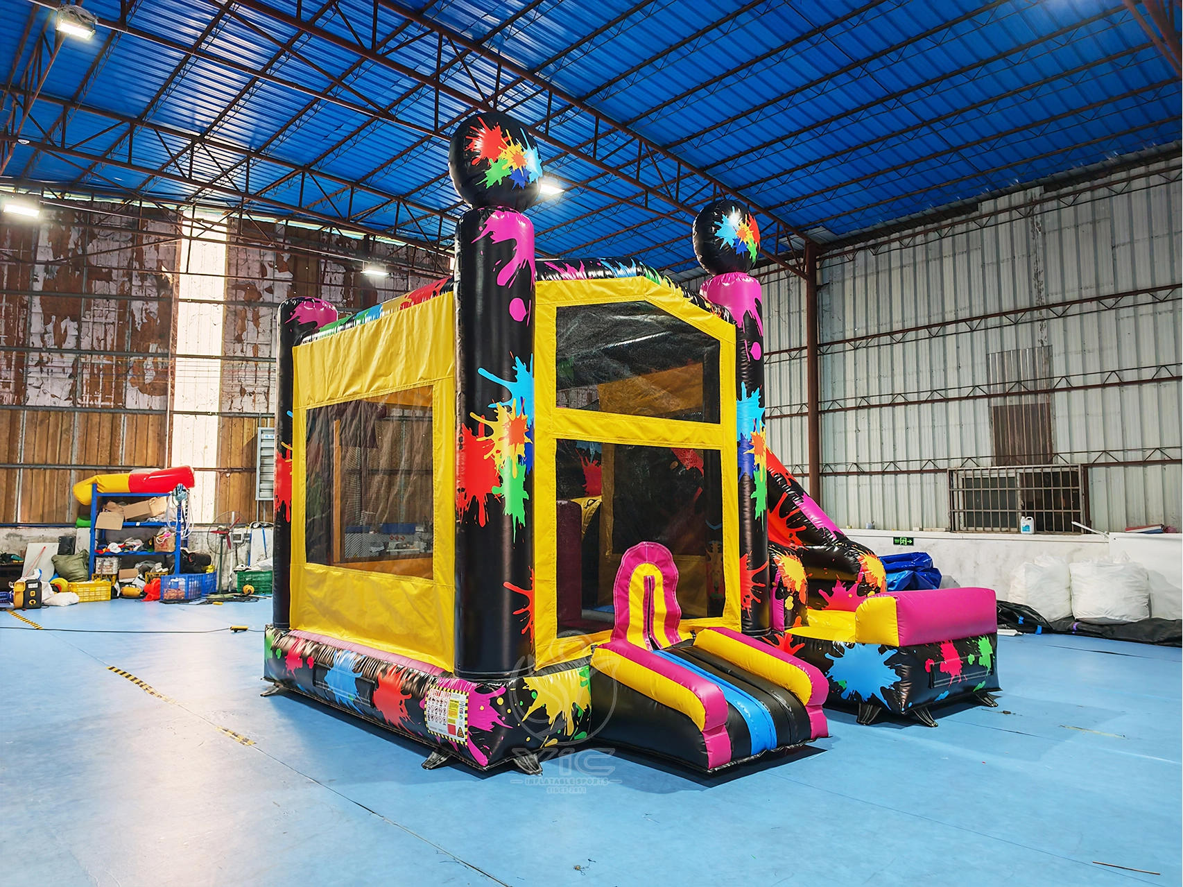 Paint splatter bounce house combo product photo 3