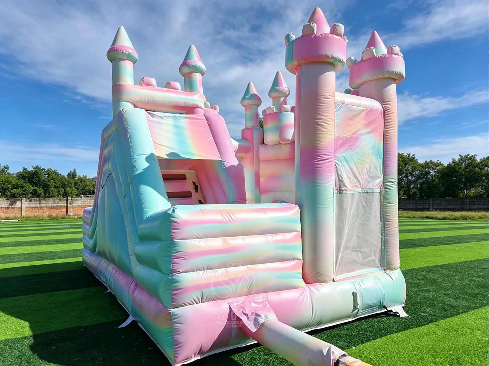 White castle bounce house with slide and ball pit product photo 3