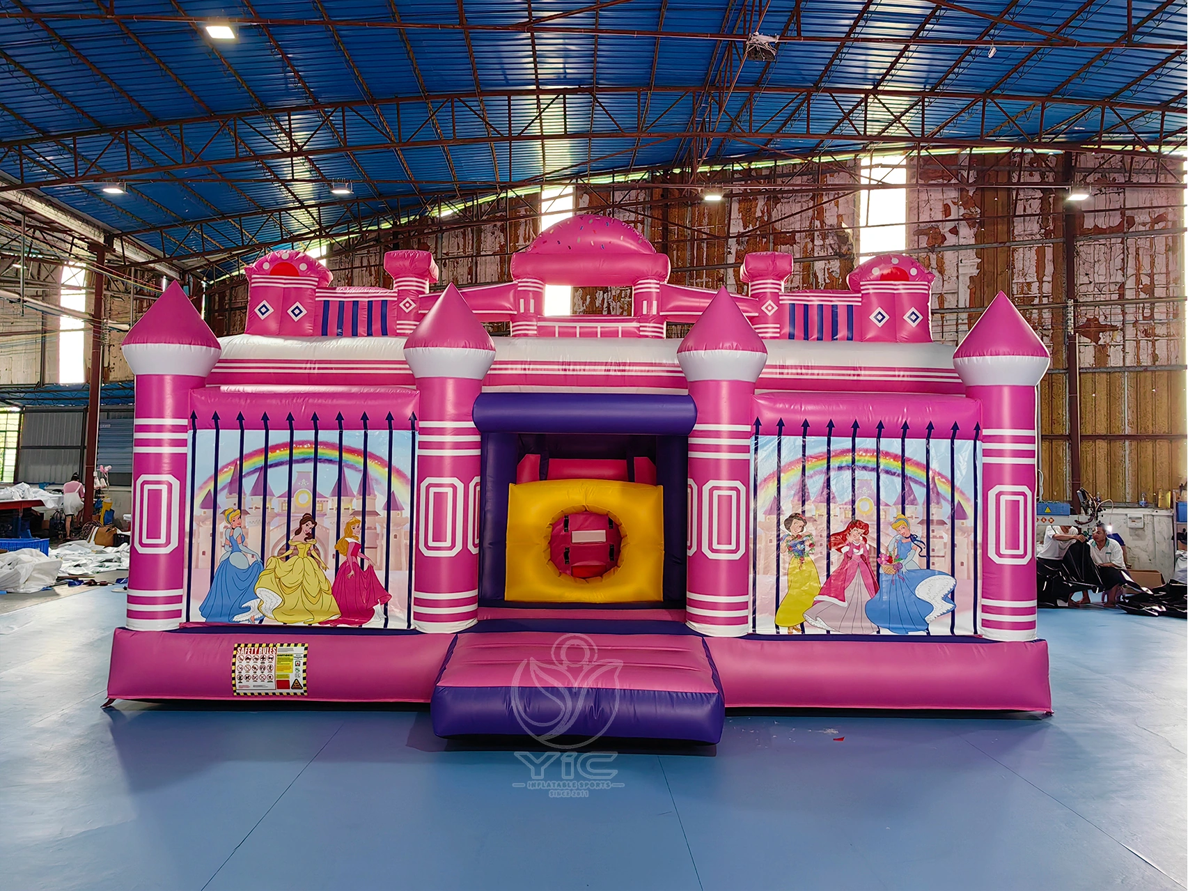 Pink and purple bounce house combo product photo 2