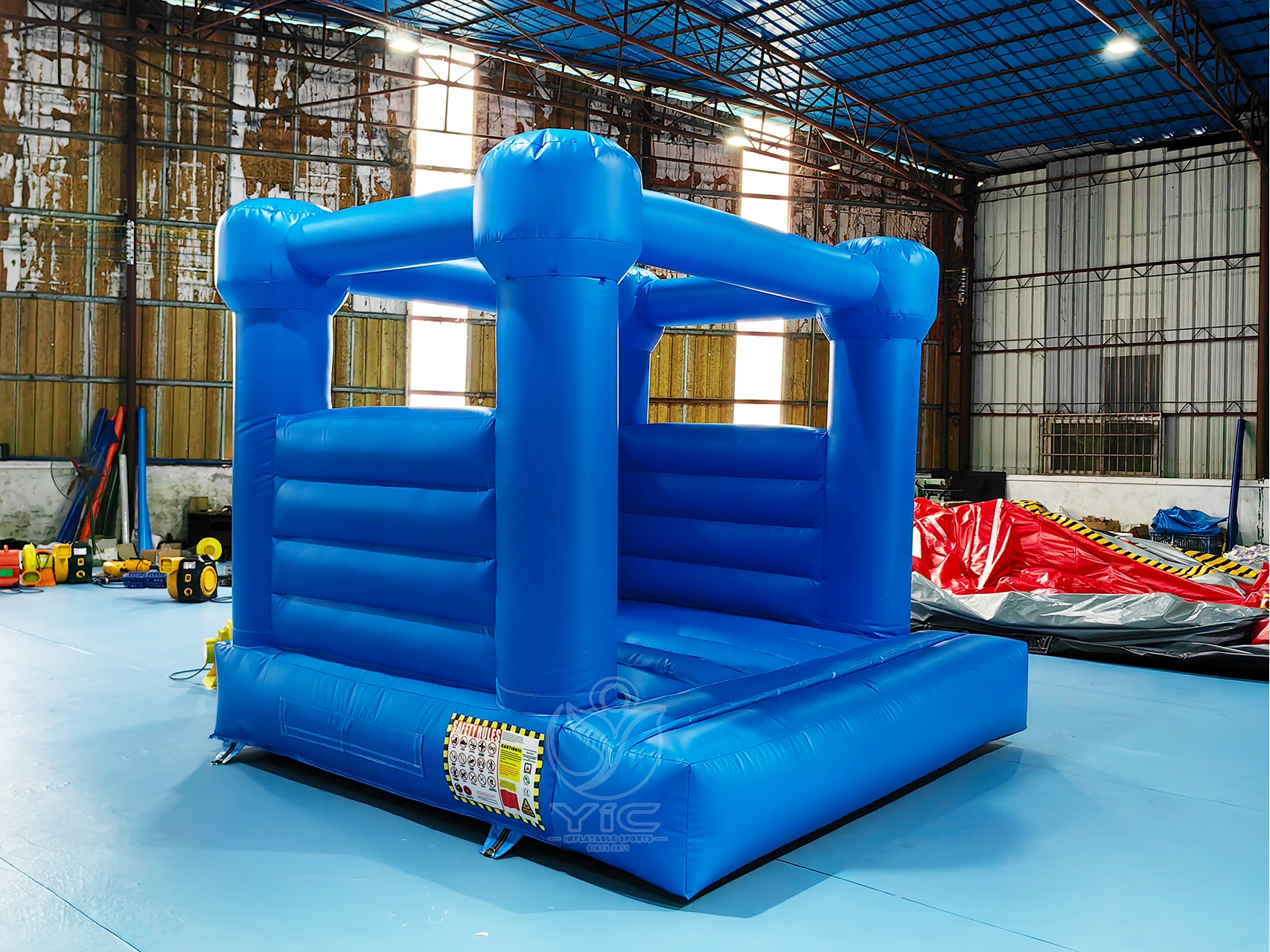 Solid blue bounce house product photo 2