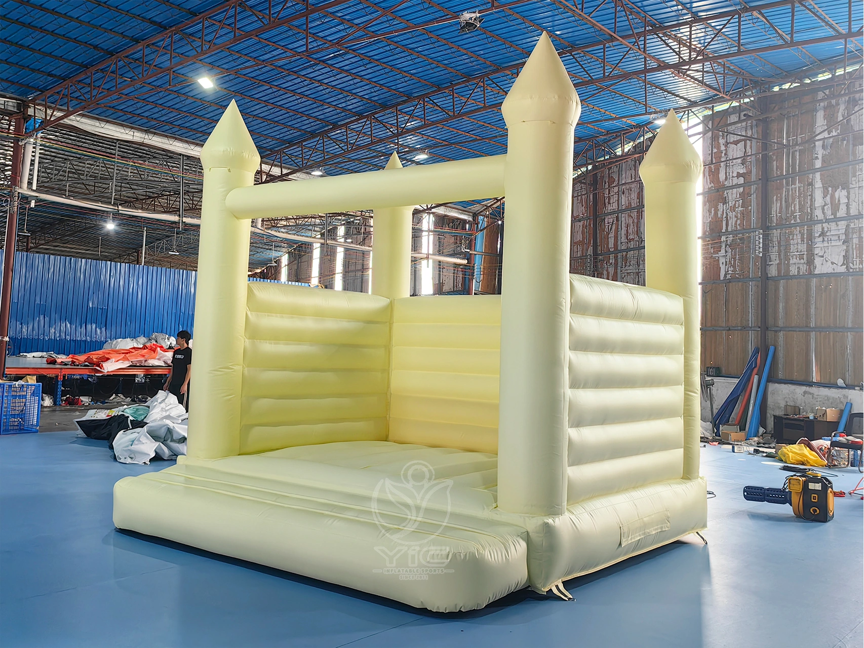 Pastel yellow bounce house