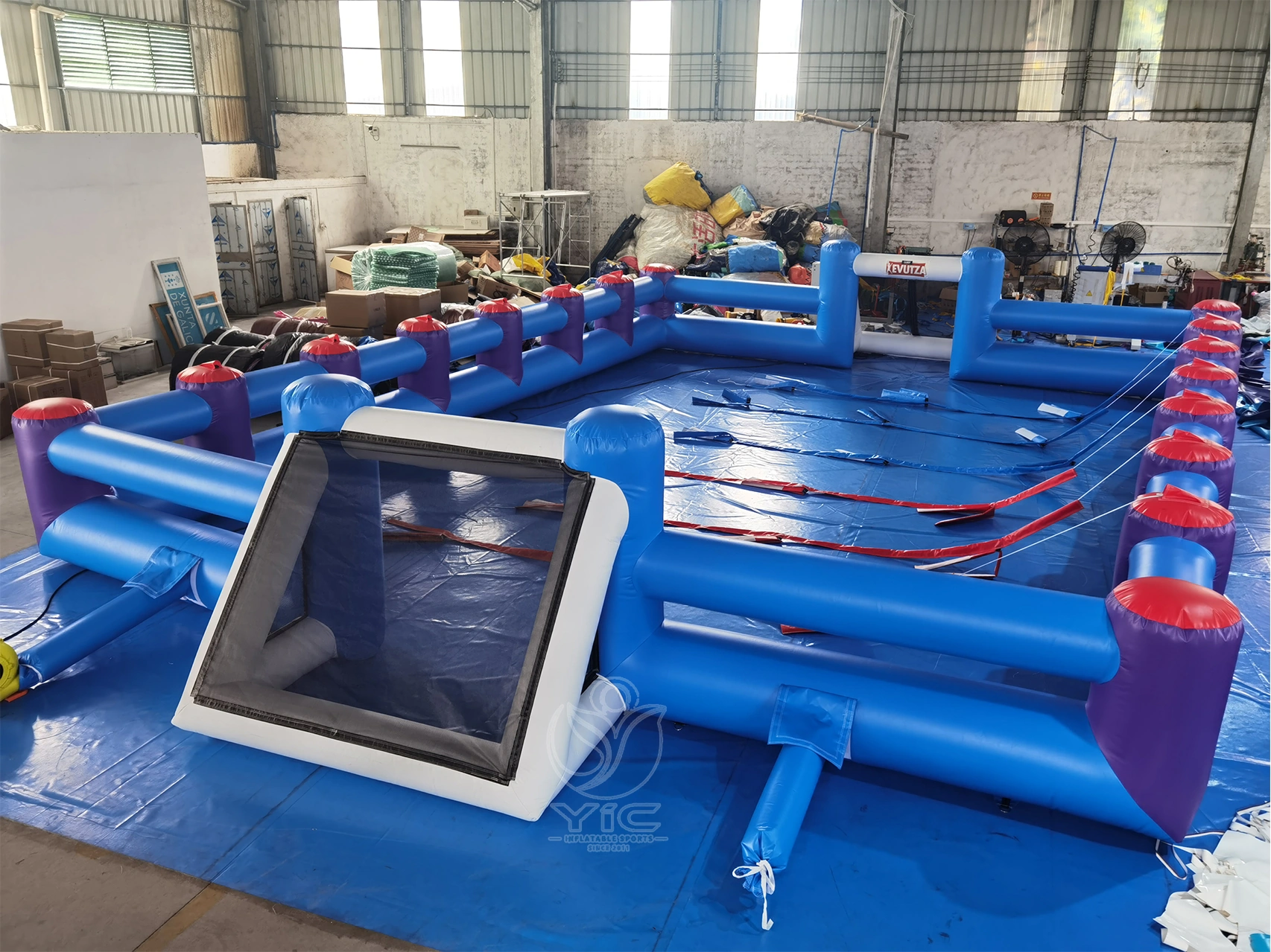 Inflatable human foosball game