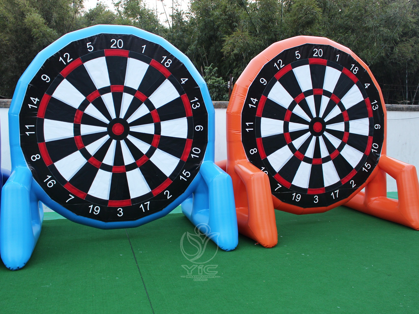 Inflatable soccer dart board