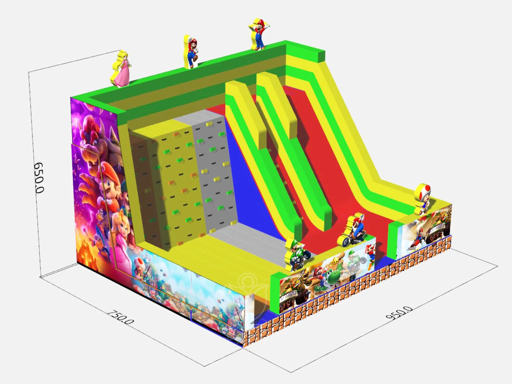 Commercial mario kart theme inflatable slide and climb product photo 5