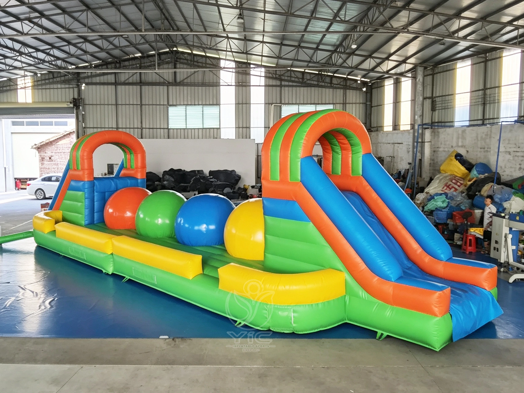 Wipeout inflatable obstacle course