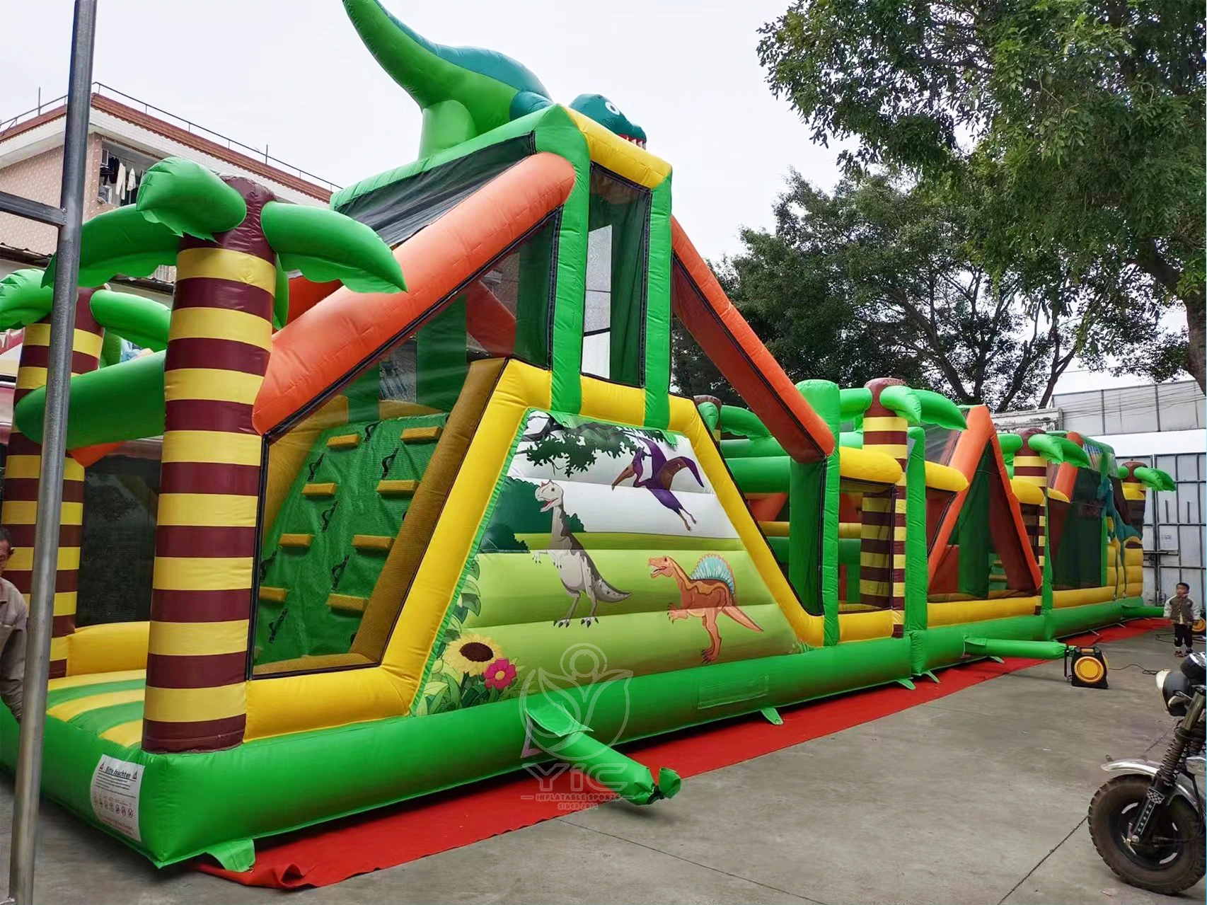 Dinosaur inflatable obstacle course