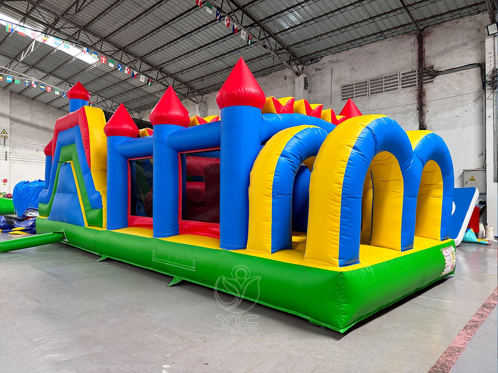 Red and blue obstacle course