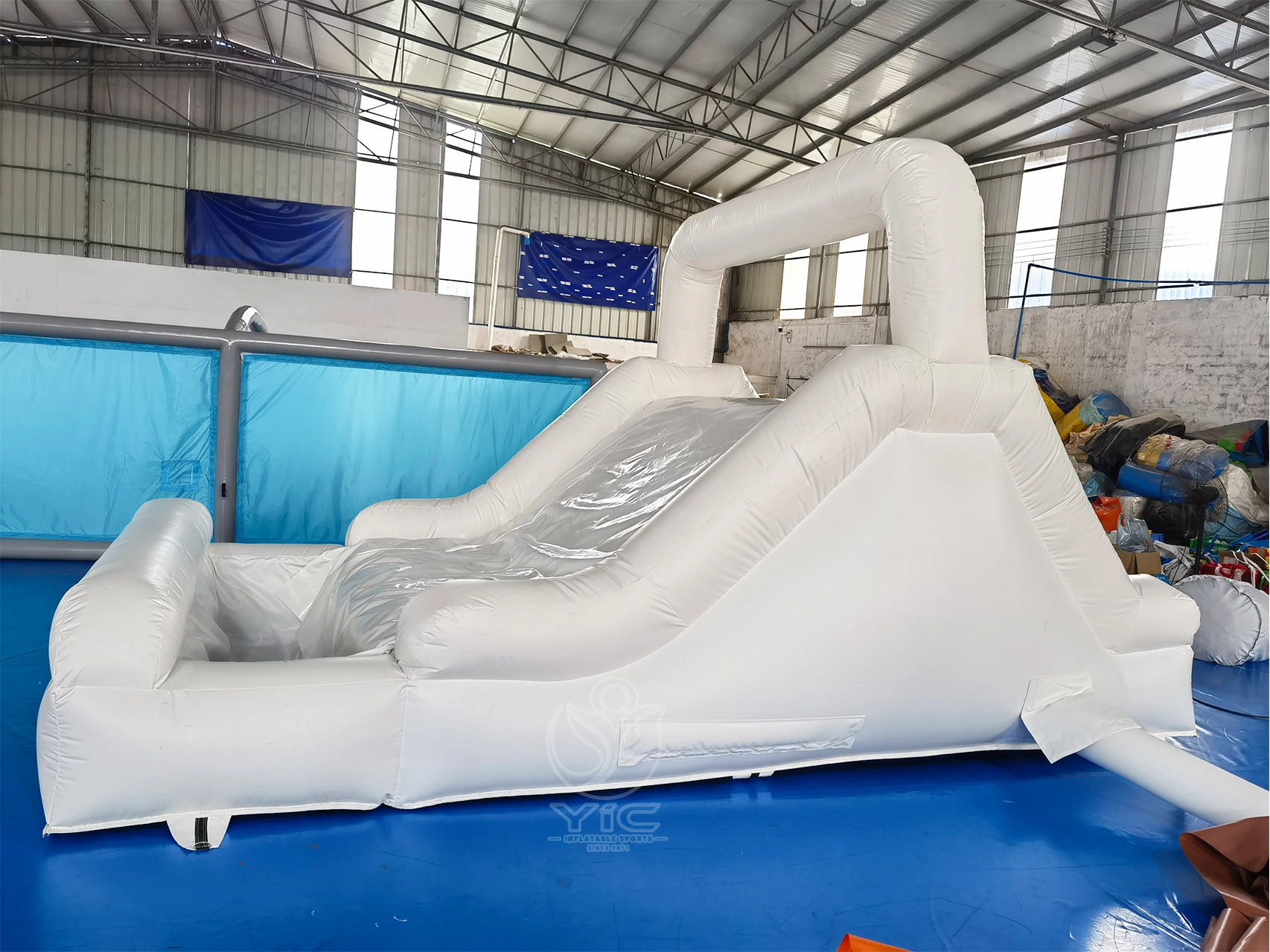 White Inflatable Pool Slide Combo