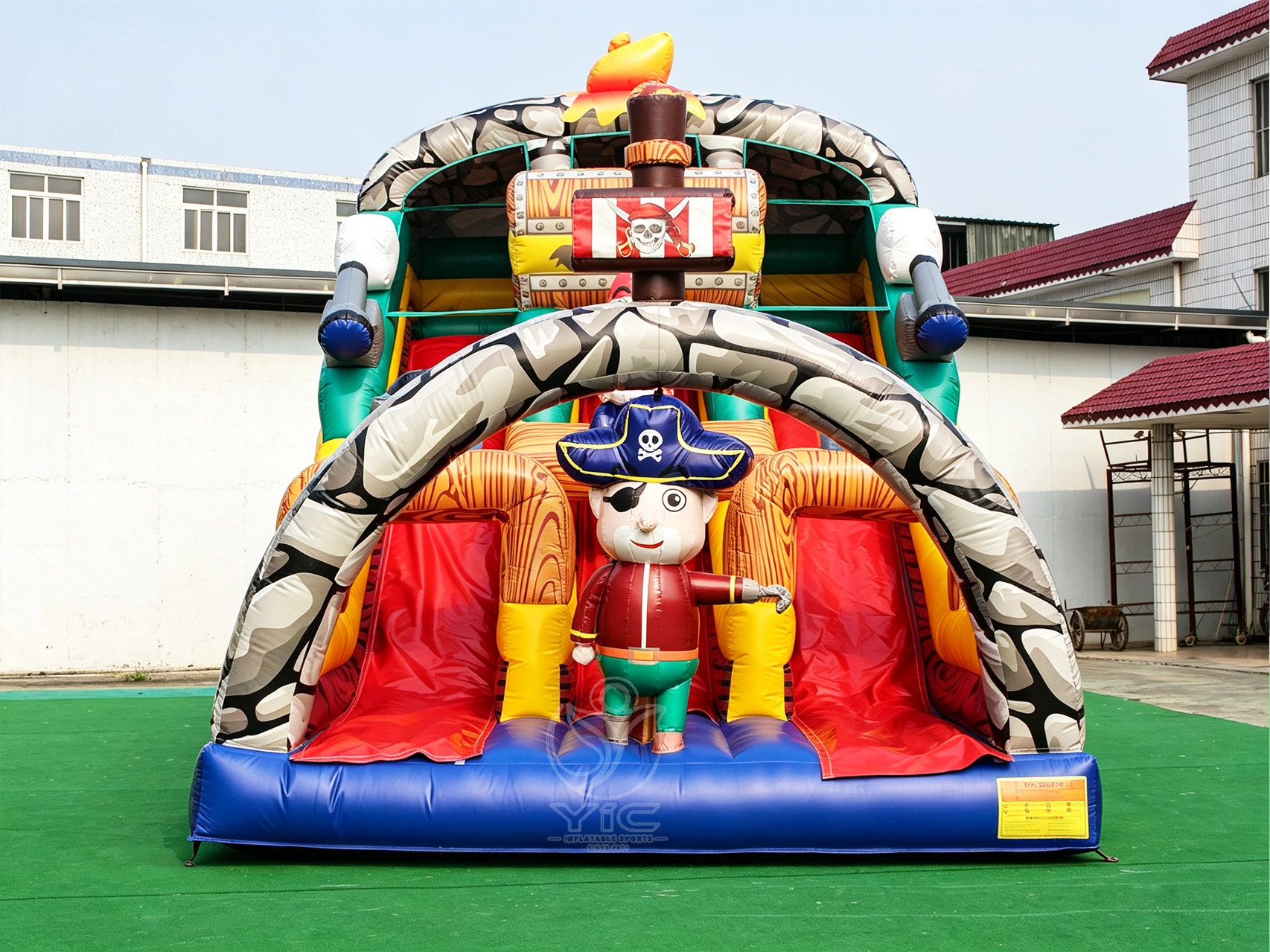 Giant inflatable pirate ship slide