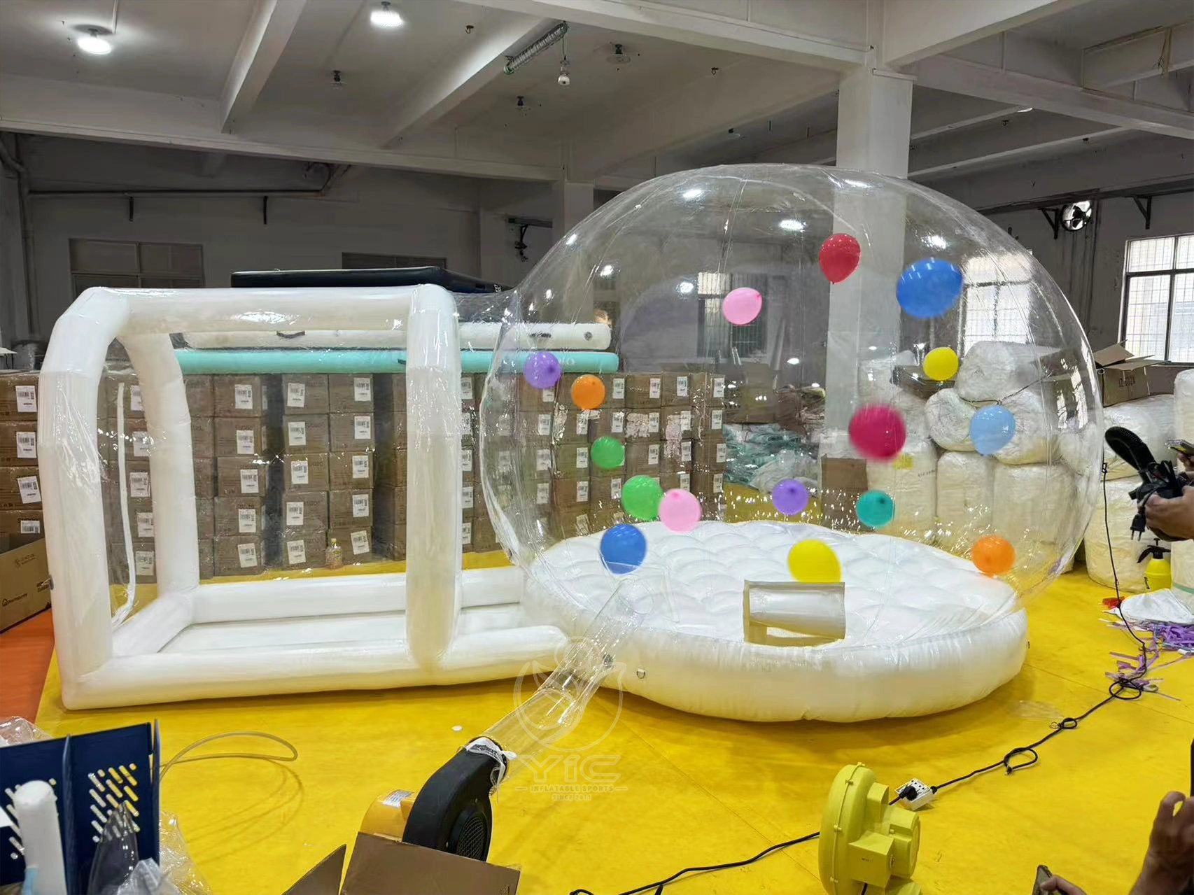 Inflatable bubble tent with balloons
